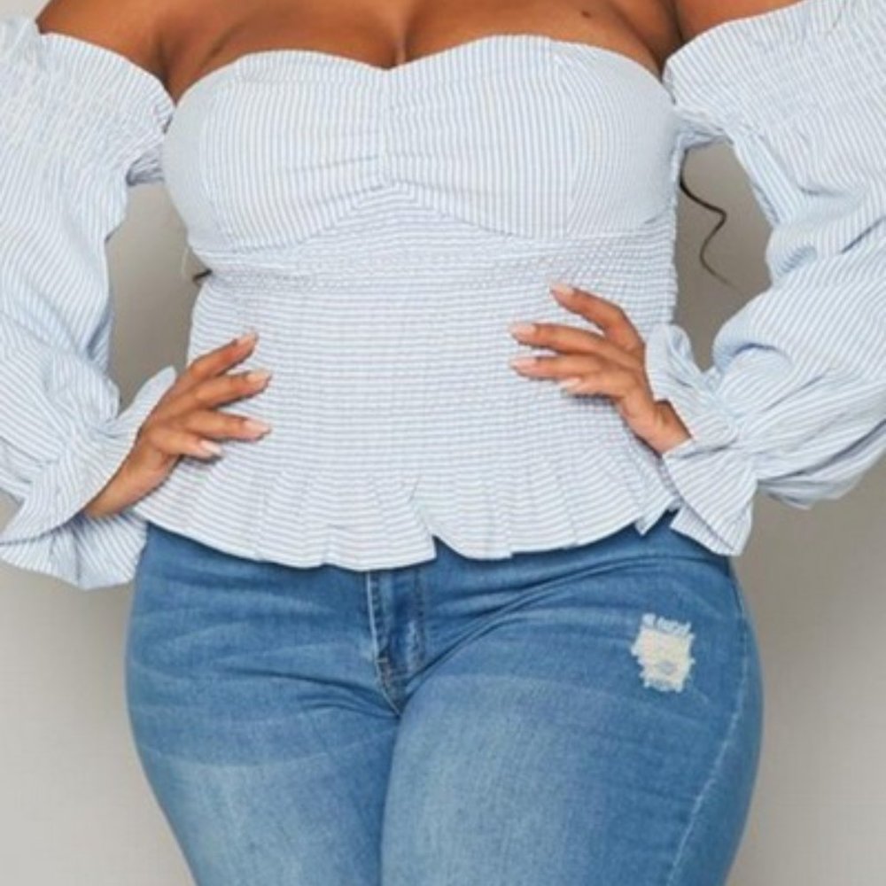 NWT Plus Size Pinstriped Ruched Corset Bustier Top